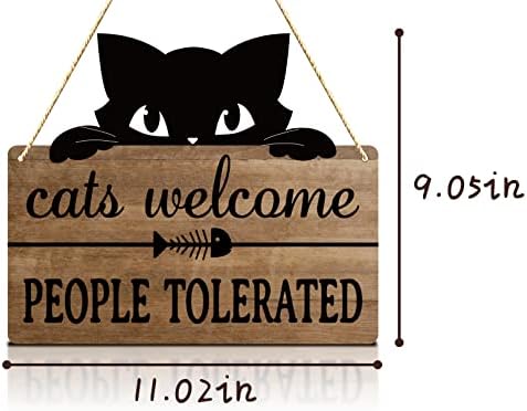 Мачки добредојдени луѓе толерирани декор за мачки, смешен ПВЦ виси знак за домашни миленици за домашни украси, подароци за lубители