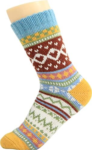 Bomkinta чизми за чизми за жени зимски солидни дебели топли чорапи пријатни екипаж чорапи Божиќен подарок