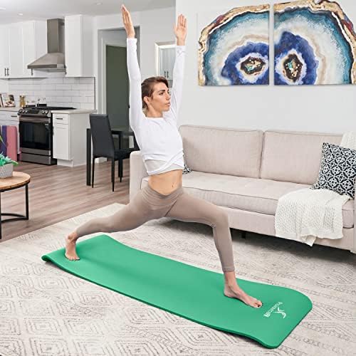 ProSourceFit Екстра дебела јога пилатес вежба душек, поставен тренинг душек за дома, не-пена јога мат за мажи и жени, 71 во x 24 во