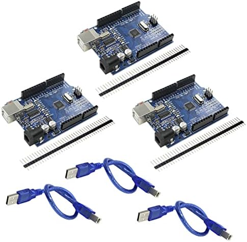 Keeyes 3 Поставете табла за развој на микроконтролери за Arduino IDE со USB кабел и заглавие со директен пин од 2,54мм + 3 парчиња 40pin 20cm