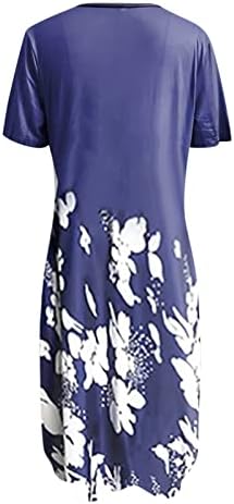 Fragarn симпатична облека на плажа за жени, женска летна лесна мода на вратот за кратки ракави, пулвер за печатење лабав фустан