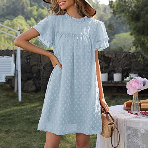 Есен летен фустан за девојки облека моден краток ракав за кратки ракави чифон лабав вклопат решетки за бренд фустан C7 C7
