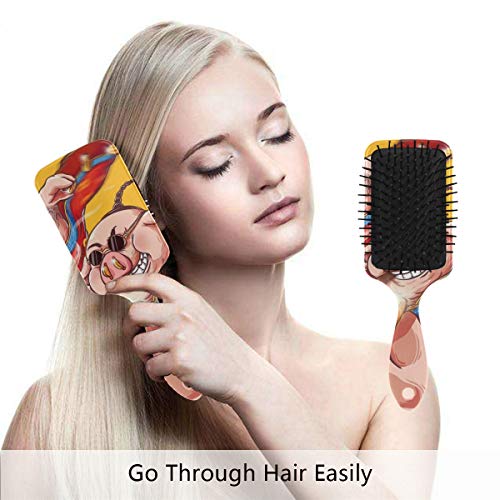 Четка за коса со перница од Vipk, пластична шарена модна свиња, соодветна добра масажа и антитатична четка за коса за коса за сува и влажна