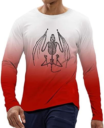 XXBR Ноќта на вештерките маици за мажи со долги ракави за печатење на череп за печатење маица маица мускула