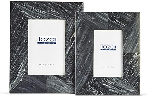 Tozai Baltic Grey Marble Merber од 2 фото -рамка вклучува 2 големини: 4 x 6 и 5 x 7