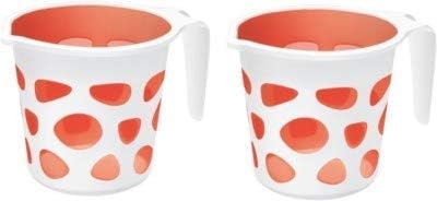 FinalDeals Пластични чаши за бања Дуплекс дизајнерски чаши за бања за капење Даба додатоци за бања Бања 1,5 литар секој сет од 2 мулти бои