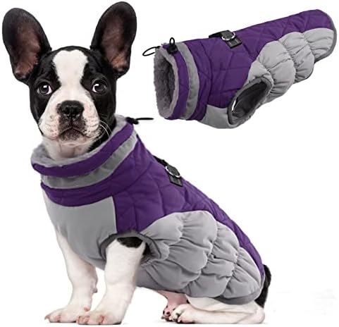 Lelepet топло куче Зимско палто ладно време јакна за ветерно рефлексивно кучиња кучиња елек со кадифен деколте Д-прстен за поводник