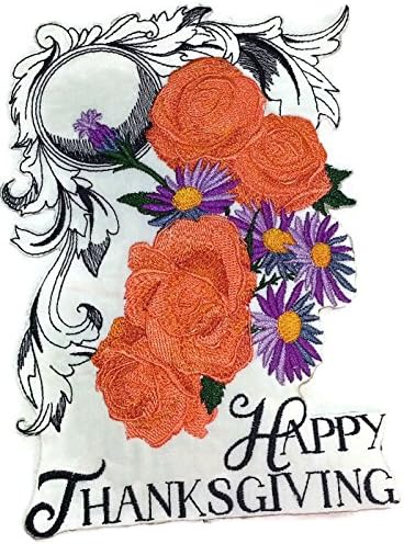 Прилагодено и уникатно среќно Денот на благодарноста [Среќна Денот на благодарноста со цветање] Везено железо на/шива лепенка [7,8x