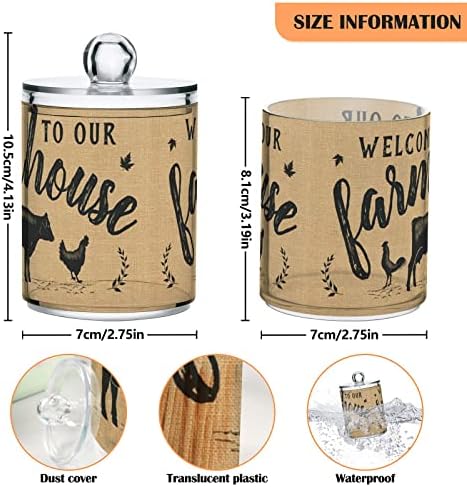 innewgogo farmhouse крава петел 2 пакет памук бритач на топка организатор диспензер пластични тегли за бања со капаци памучна топка
