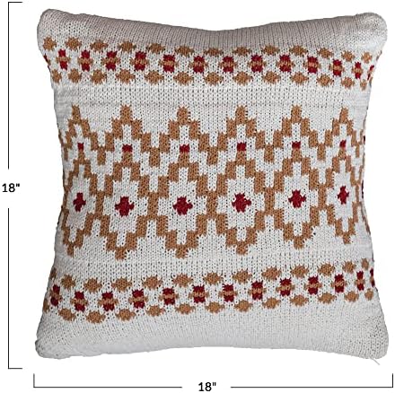 Креативна ко-оп 18 квадратна памучна плетена перница Chenille w/шема, мулти-боја