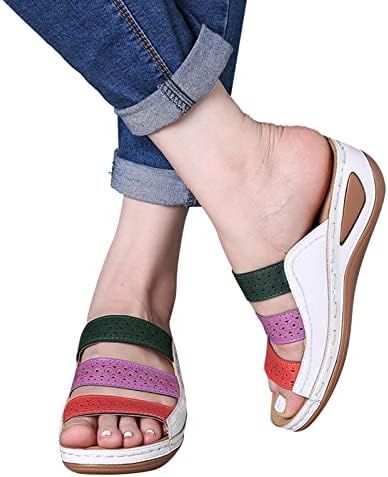 Кингтоваг на отворено чевли Сандали густо прилепено лежење на слободно време за дишење мода женски сандали со големина 10 широка поддршка за