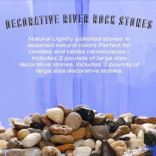 Катцко 2 килограми мали декоративни речни карпи - природни полирани мешани камења во боја - користете во стакло, како вазни, аквариуми