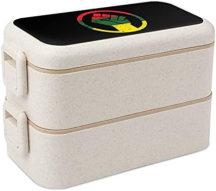 Црната тупаница Раста се вклопува со пченични влакна материјал од бенто кутија за ручек во искривување на контејнери за деца и возрасни