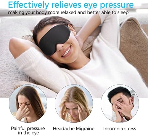 Сега маска за спиење, 3Д маска за очи за блокирање на светло за спиење, патни подароци за жени мажи - црна