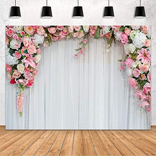Mehofond свадба цветни цветни wallидови, невестински туш, бело розово розово цветна фотографија позадина банер студио фото реквизити винил 8x6ft