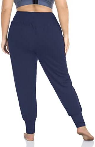 Zerdocean Womensенски плус големина Обичен јога џогерс удобни лабави тренинзи панталони со џебови