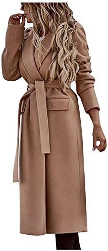 Prdecexlu Зимски кардиган женски долг долг ракав класичен одмор удобност палто обвивка за истегнување цврста боја лаптол дебела