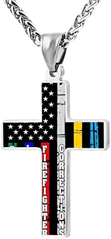 SBXDIO класа од 2022 година Патриотски крст приврзок ѓердан христијански религиозен накит за мажи жени