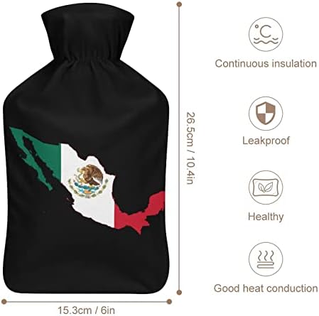 Мексико знаме мапа со топла вода шише со мека кадифен капак топла гумена вода торба за вбризгување 1000 ml