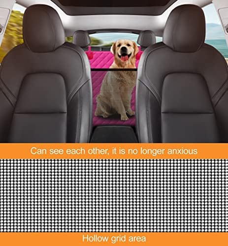 Заштитник на задното седиште за кучиња за автомобили SUV и камиони со мрежен прозорец, гребење на гребење и водоотпорен материјал,