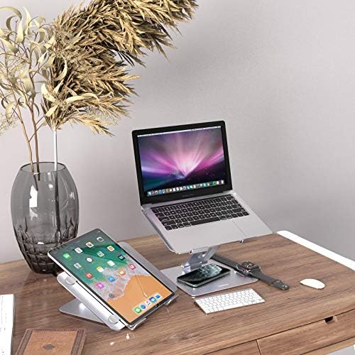 Yanavee лаптоп штанд, лаптоп штанд висина прилагодлива за биро, ергономски алуминиумски лаптоп штанд со кревање со топлина, лаптоп
