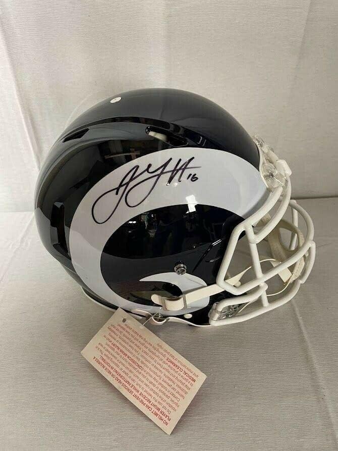 Џаред Гоф Потпиша Автограм Овни Целосна големина Автентични Шлем Фанатици-Автограм Нфл Шлемови
