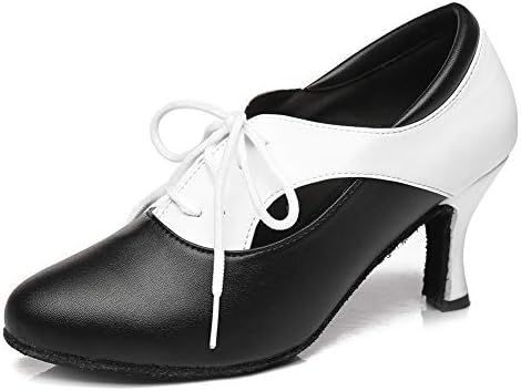 Hipposeus латински танцувачки чевли за жени со затворена пети чипка за латино салса танго танцува чевли ниска потпетица, модел L318