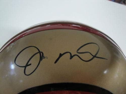 Џо Монтана Рака Потпишан Автограм Целосна Големина Автентичен Шлем Оштетени ЈСА 53553-Автограм Нфл Шлемови