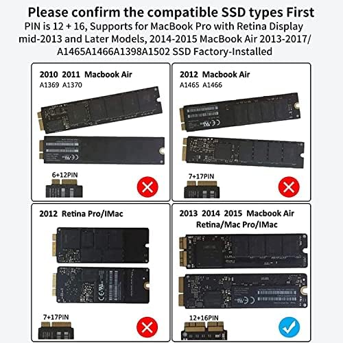 ACASIS USB C 3.0 MacBook SSD Комплет За Apple 12+16 со Приказ На Мрежницата Средината на 2013 година И Подоцнежните Модели, Macbook Pro 2014-2015