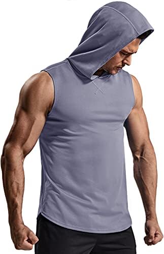 TSLA 3 пакува резервоарот за мускули за мажи со качулка, ладни суви активни кошули за атлетско трчање, лесна вежба за вежбање на теретана врвот на врвот