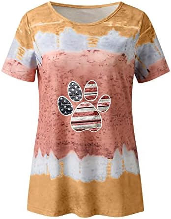 4 -ти јули кошули жени во САД знаме маички кошули летни обични врвови со кратки ракави маички патриотски удобни лабави кошули топки врвни