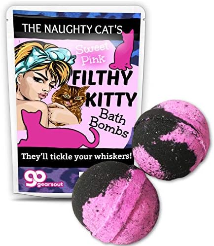 Валкани Бомби За Капење Кити-XL Светло Розеви И Црни Физери за Љубителите На Мачки-Рачно Изработени, Изработени Во Америка, 2 Брои