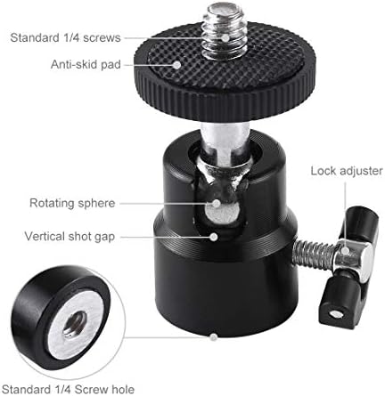 Пулуз метал статив мини топка глава статив за монтирање на метална метална топка за стативи со завртки за дигитална камера/компактен DSLR/мобилен