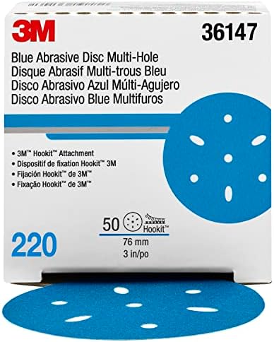 Мулти-дупка со абразивен диск од 3 метри сина боја, 36147, 3 во, 220 одделение, 50 дискови по картон
