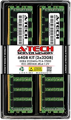 A-Tech 64 GB комплет 4RX4 PC4-17000 Оптоварување Намален ECC LRDIMM 288-PIN DDR4-2133 Quad Rank Server Memory RAM меморија