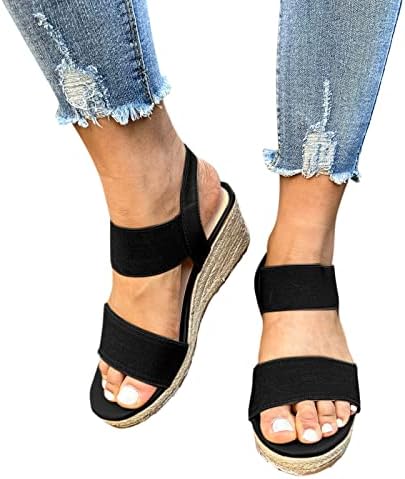 Totgo Fashion Womens Cliene Sandals Отворени пети удобни цврсти лакови за поддршка на сандали со потпетици летни летни