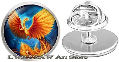 Phoenix Pin, Phoenix Art Brooch, Fire Phoenix, Fhoenix Hand Ructure, Phoenix Bird подарок Феникс шарм за машка стаклена купола пина фотографија,