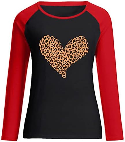 Денот на в Valentубените, кошули со ракави на рафан, жени секси слатко слабиот лиид, графички дуксери за срцеви маички модни екипи на