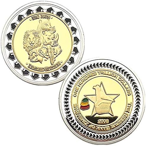 Криптовалута Зимбабве Африкански Животински Лав Носорог Сребрена Комеморативна Монета Двобоен Појас Заштитен Случај Копирајте Монета Лична