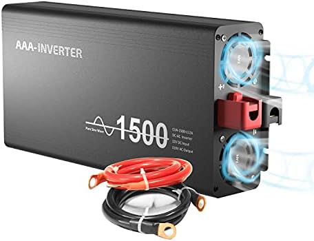Aaainverter DC 12 V до 110 V 1500 Watts чист синусен бранови инвертер црн автомобил конвертор 3000 вати врвен напојување LCD дисплеј LCD соларен