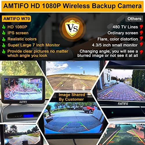 АМТИФО безжична резервна копија на камера HD 1080p WiFi Систем за заден преглед 7 инчен монитор Камион Кампер RV Hitch Auto Record Plate