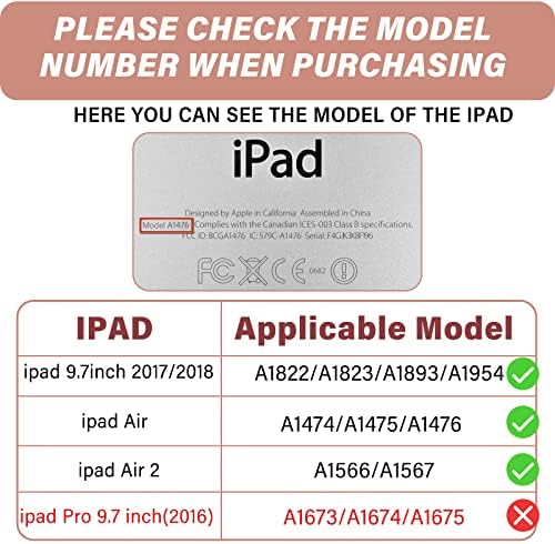 Deokke компатибилен со iPad 6-ти/5-та генерација случај iPad Air 2/Air 1 Case, iPad 9,7 инчи случај со држач за моливи и мек TPU