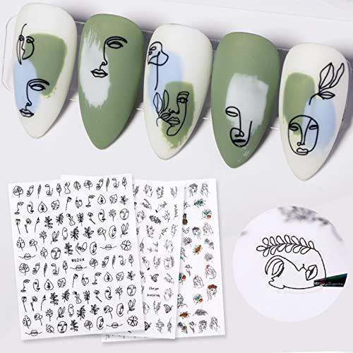 Налепници за уметност од 1 садови, црно -бело ретро цветен лоза шема додатоци за нокти, подароци за жени најдобар пријател женски