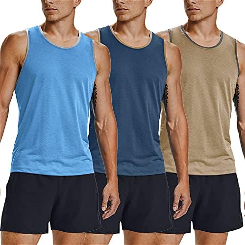 Коофанди машка резервоар за вежбање врвови 3 пакувања салата кошули мускулни ладилни боди -билдинг фитнес маици без ракави без ракави