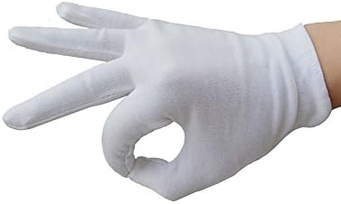 Lasenersm 12 парчиња/6 пара 8,27 инчи бели памучни нараквици Работни ракавици една големина