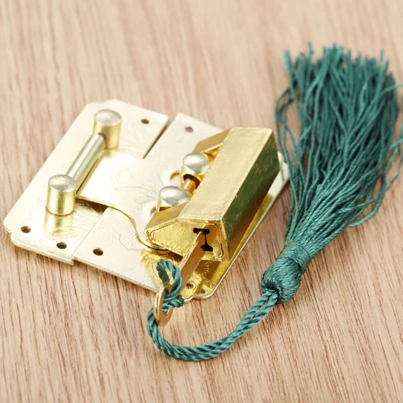 Ldchnh 1 сет цинк легура злато кинески стар заклучување дрвена кутија со таблички со гроздобер брава hasp luck clasp и завртки хардвер