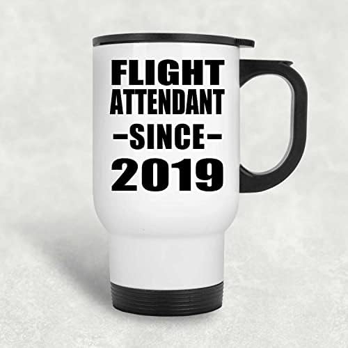 Дизајнифицирај стјуардеса од 2019 година, кригла со бели патувања 14oz Изолиран од не'рѓосувачки челик, подароци за роденденски