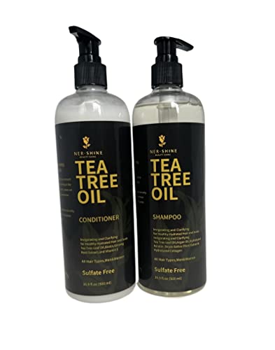 Nershine Beauty Tea Shampo Shampoo and Clasherater Set - со чисто масло од чајно дрво, за чешање и сув скалп, без сулфат, без парабен -