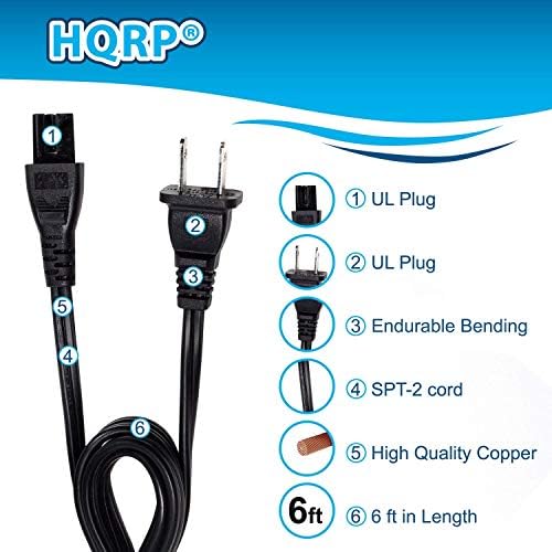 HQRP AC кабел за кабел за напојување компатибилен со Vizio E-серија E Series E241-A1 E291-A1 E320I-A0 E390I-A1 E420-A0 E470-A0 E500I-A1 E601-A3