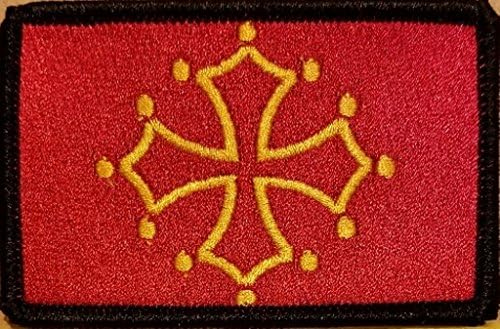 Toulouse France Flag Iron-On Patch извезен тактички морал лепенка на окцитански крст амблем #02